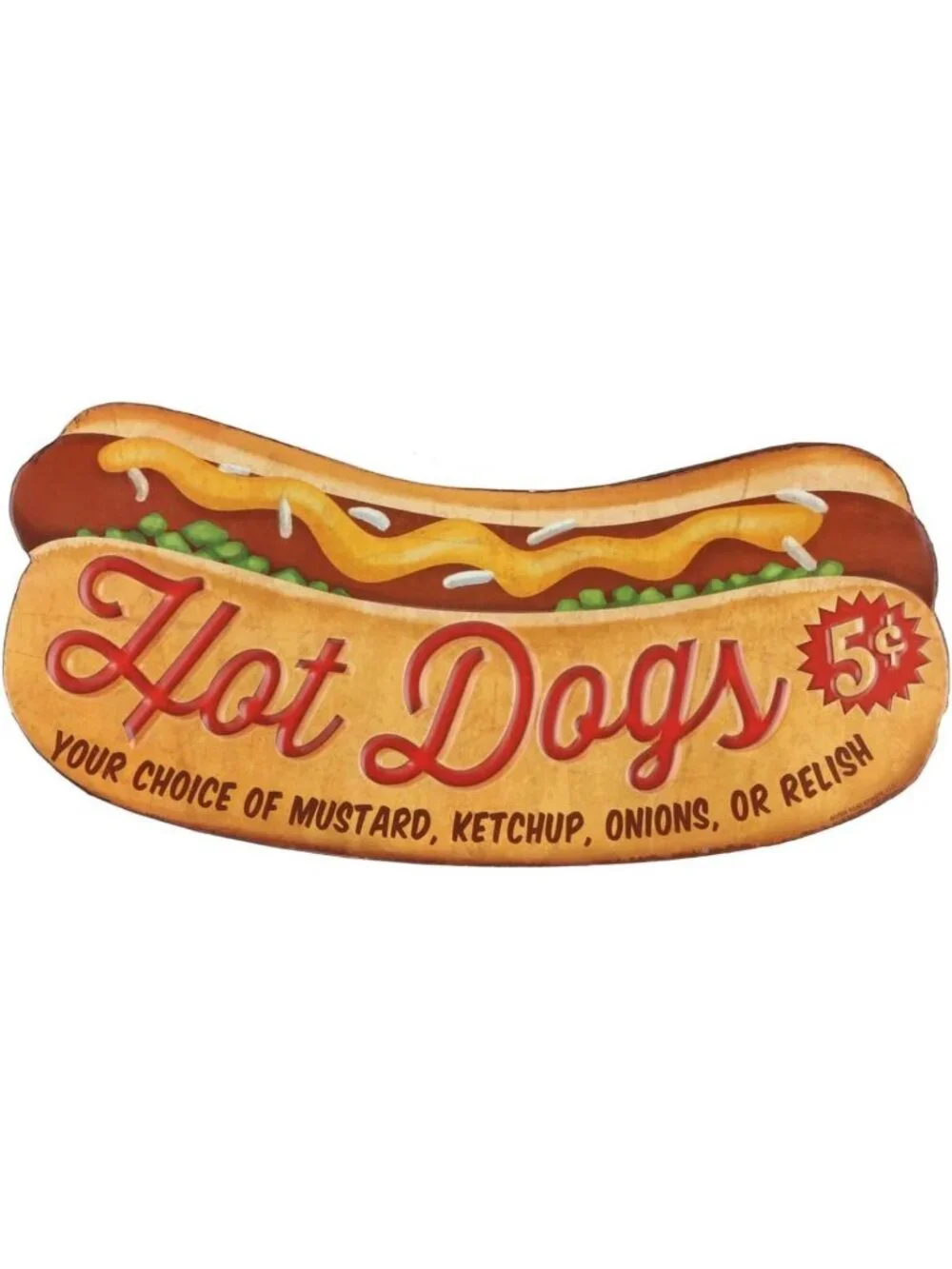 Vintage Hot Dogs Embossed Metal Sign | Retro Diner Decor for Kitchen & Man Cave